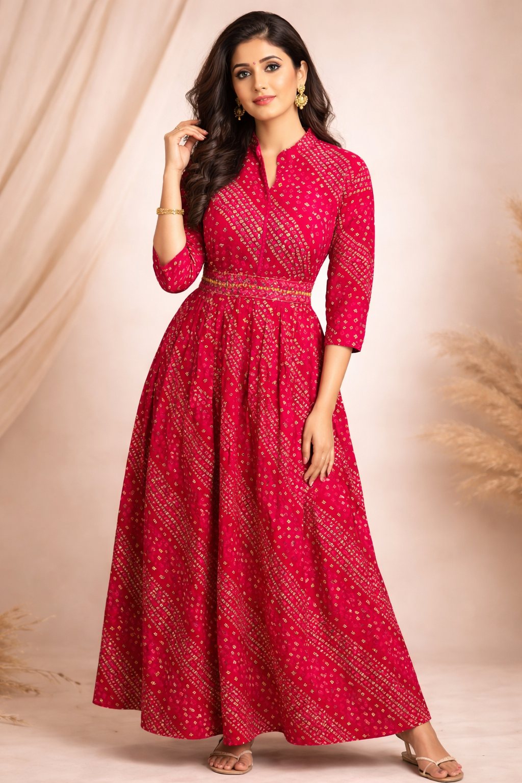 XL Size| Rayon Printed Designer Frock Pattern Gown/one piece|Red