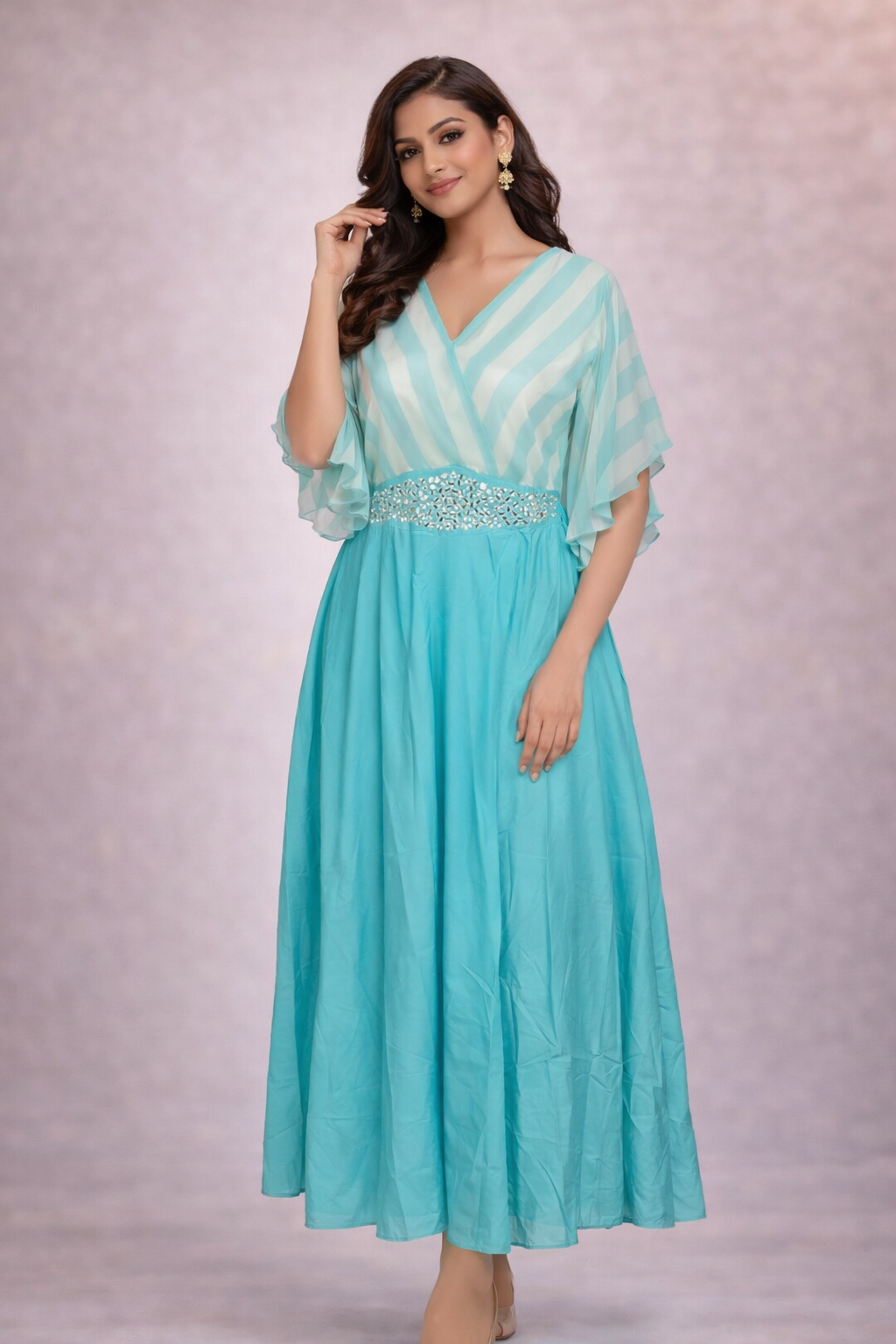 L Size| Georgette Frock Pattern Gown/one piece| Blue