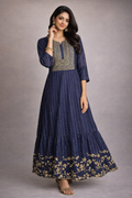 XL Size| Cotton Printed Frock Pattern Gown/one piece| Blue