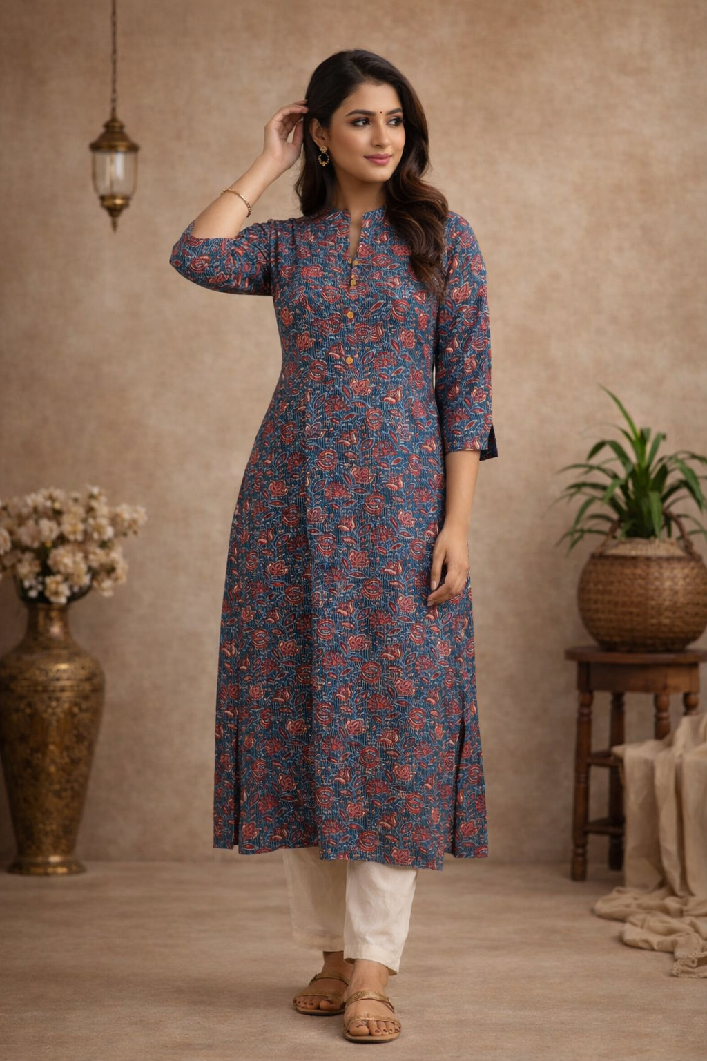 3XL Size| Premium Pure Cotton Stitched Kurti| Blue