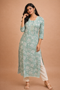 XXL Size| Pure Cotton Printed Designer Kurti | Green