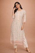 M Size| Cotton Stitched Designer Kurti | White