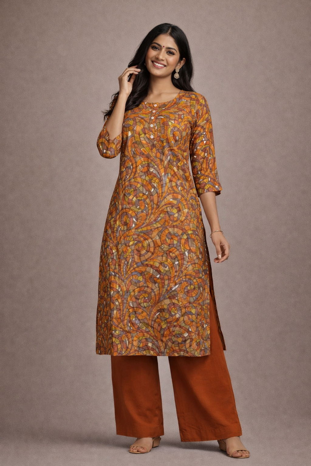 XL Size| Premium Pure Cotton Printed Kurti| Yellow