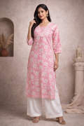 XL Size| Pure Cotton Printed Designer Kurti | Pink