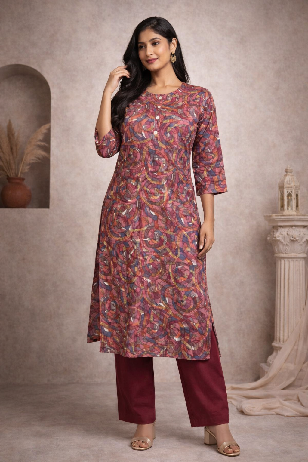 XL Size| Premium Pure Cotton Printed Kurti| Purple
