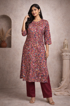 XL Size| Premium Pure Cotton Printed Kurti| Purple