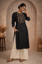 XL Size |Bombay Silk Designer Kurti  | Black