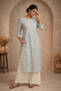 3XL Size| Premium Pure Cotton Printed Kurti| White