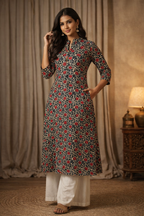XXL Size| Premium Pure Cotton Stitched Kurti| Black