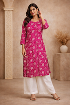 3XL Size| Premium Pure Cotton Printed Kurti| Rani