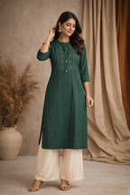 XXL Size| Rayon Designer Kurti with Mandarin collar | Green