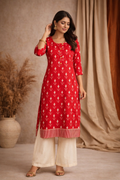 XXL Size| Pure Cotton Printed Kurti| Red