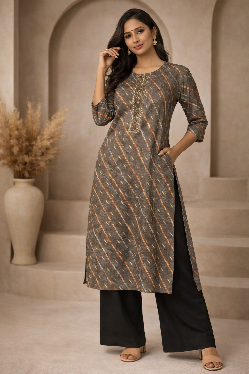 3XL Size| Premium Pure Cotton Designer Kurti| Brown