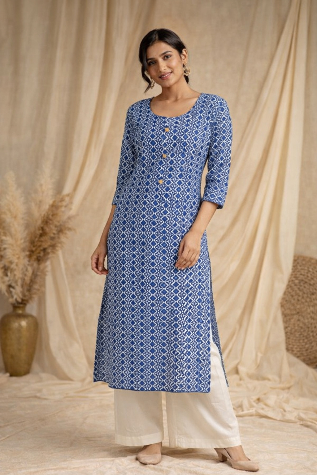 5XL Size| Pure Cotton Printed Kurti| Blue