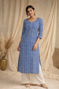 5XL Size| Pure Cotton Printed Kurti| Blue