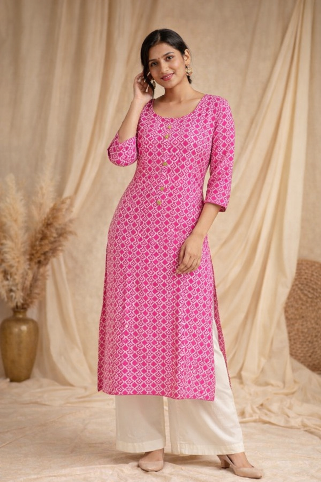 5XL Size| Pure Cotton Printed Kurti| Pink