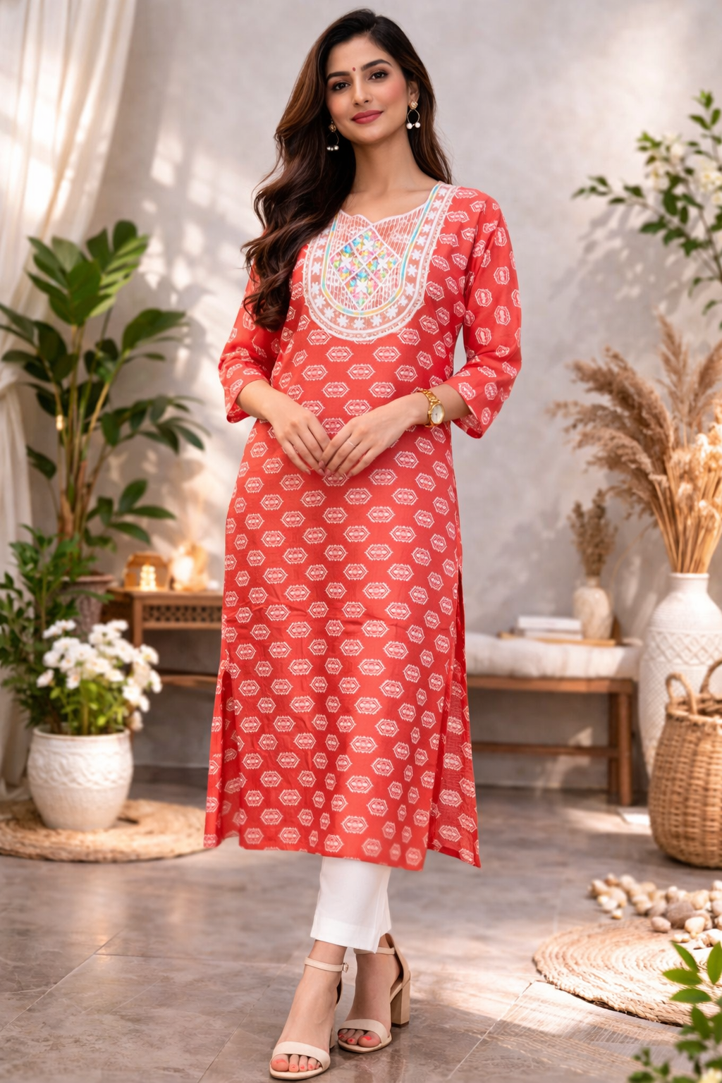 XL Size| Rayon Budget Designer Kurti |Peach