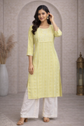 XL Size| Rayon Budget Designer Kurti | Yellow