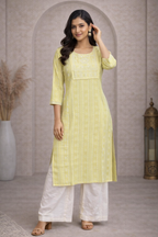 XL Size| Rayon Budget Designer Kurti | Yellow