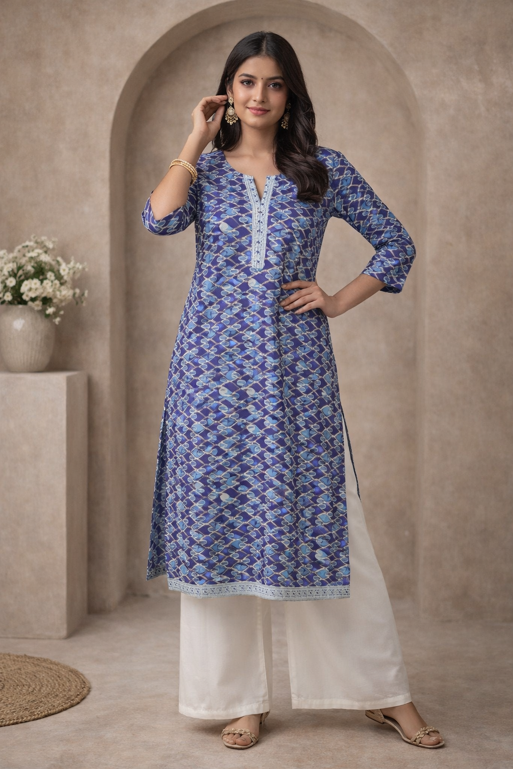 XL Size|Pure Cotton Budget Printed Kurti | Blue