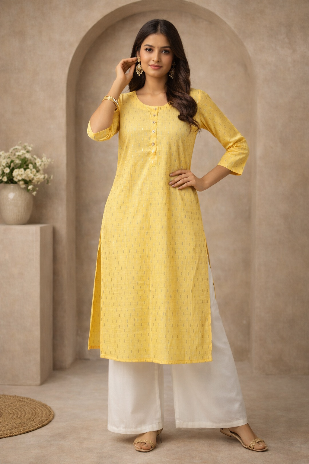 L Size| Rayon Budget Printed Kurti | Yellow