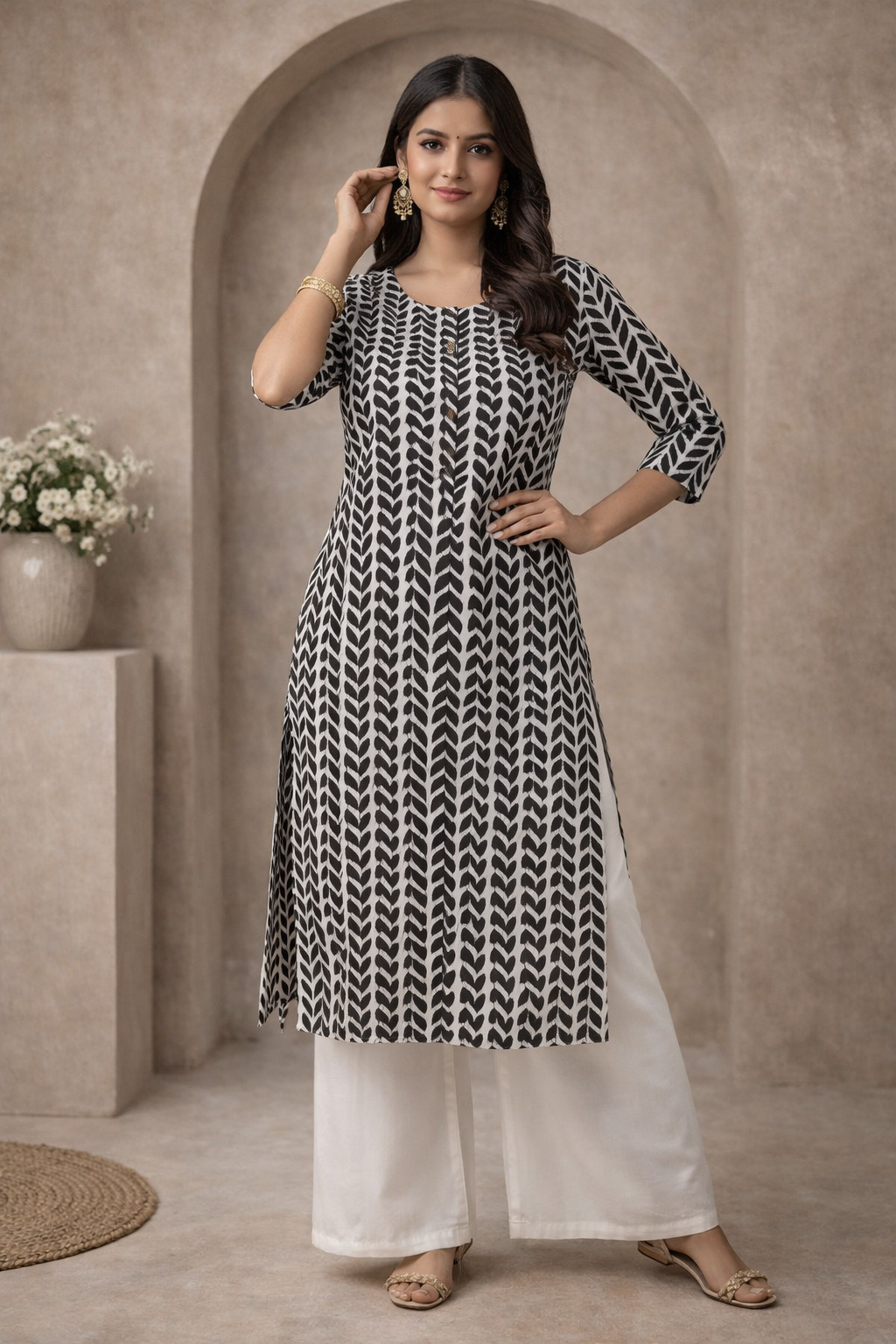 3XL Size|Pure Cotton Budget Printed Kurti | Black