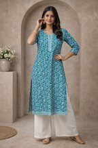 XL Size|Pure Cotton Budget Printed Kurti | Green