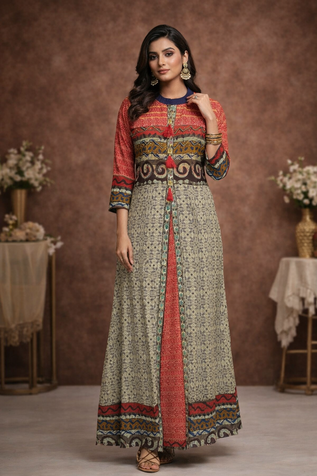 L Size| Rayon Designer Frock Pattern Gown/one piece| Green