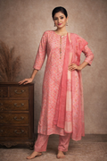 XXL SIZE| Premium Cotton 3 Pieces Print Kurti/Salwar Suit| Pink