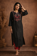 L SIZE| Premium Rayon 2 Pieces Stitched Kurti/Salwar Suit| Black