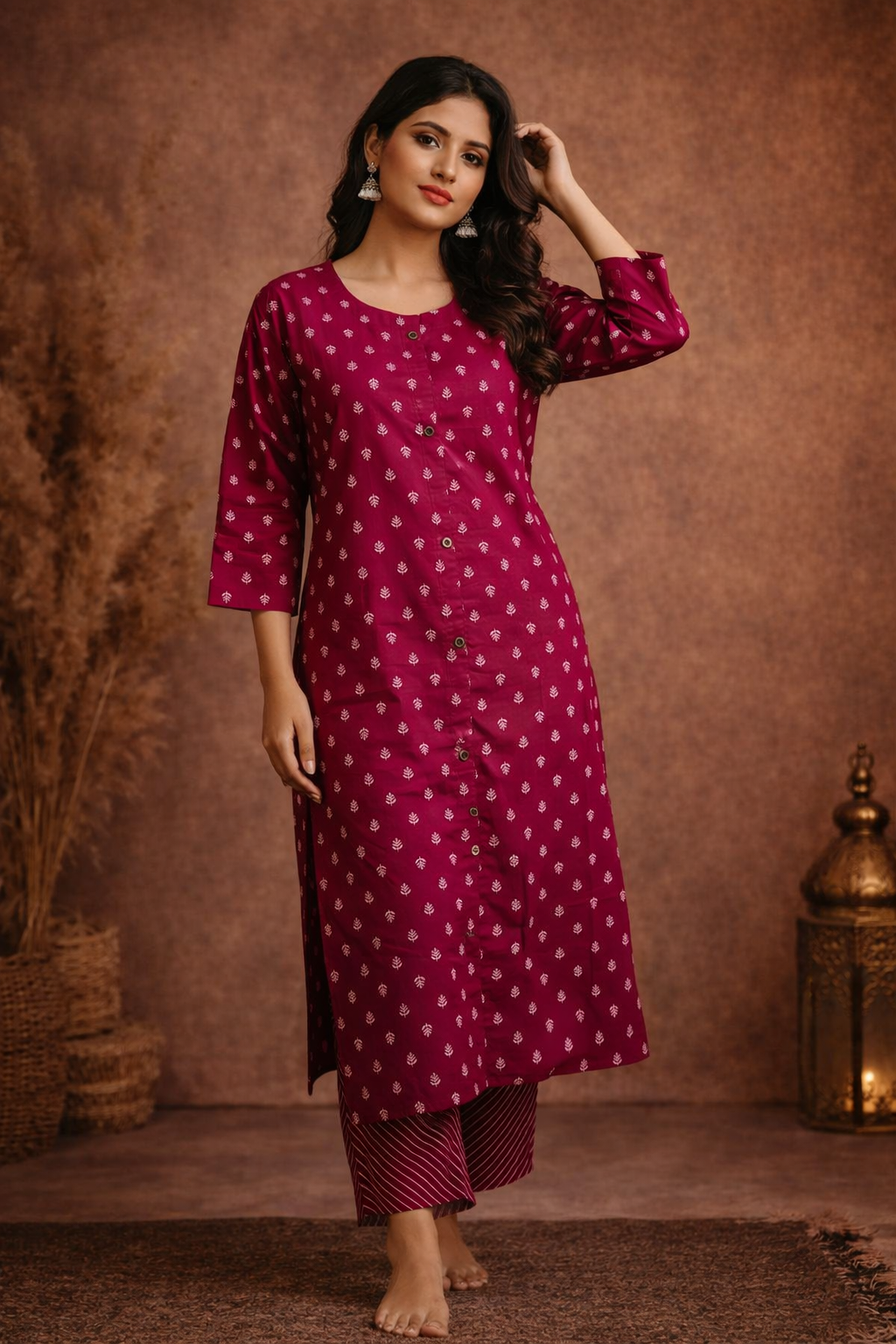 XXL SIZE| Premium Cotton 2 Pieces Print Kurti/Salwar Suit| Rani
