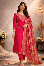 M SIZE| Premium Silk 3 Pieces Stitched Kurti/Salwar Suit| Rani