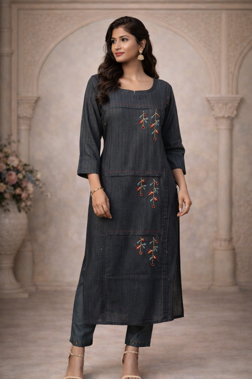 XL SIZE| Premium Cotton 2 Pieces Print Kurti/Salwar Suit| Blue