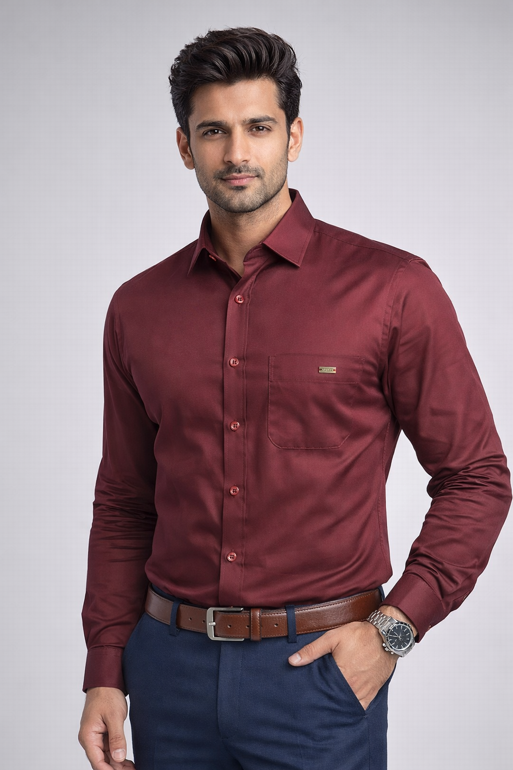 XL Size| Men Plain Shirt Full Sleve| Maroon