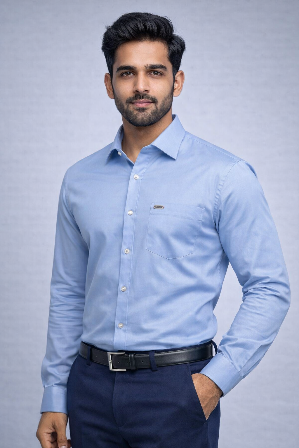 M Size| Men Plain Shirt Full Sleve| Sky Blue