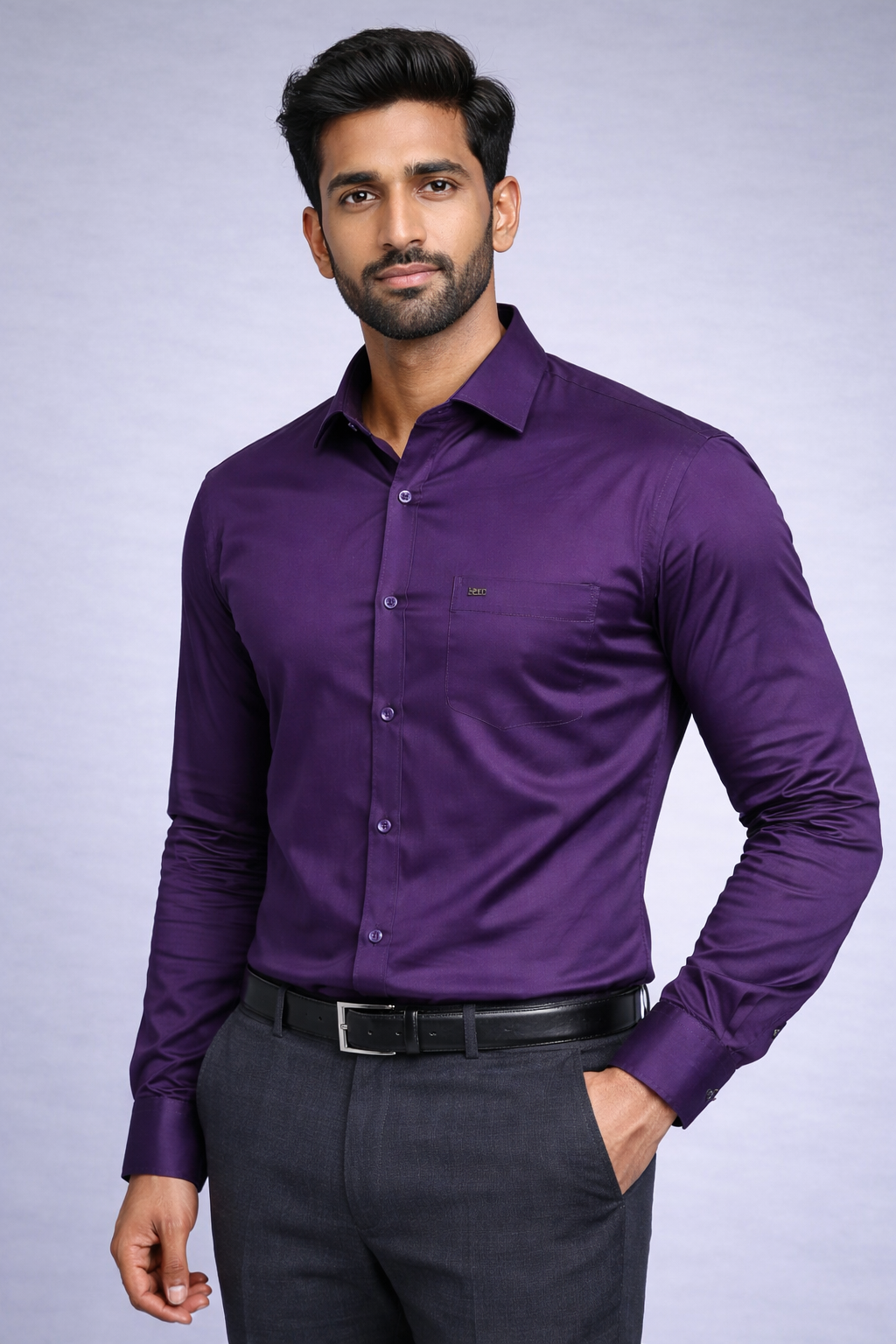 M Size| Men Plain Shirt Full Sleve| Purple