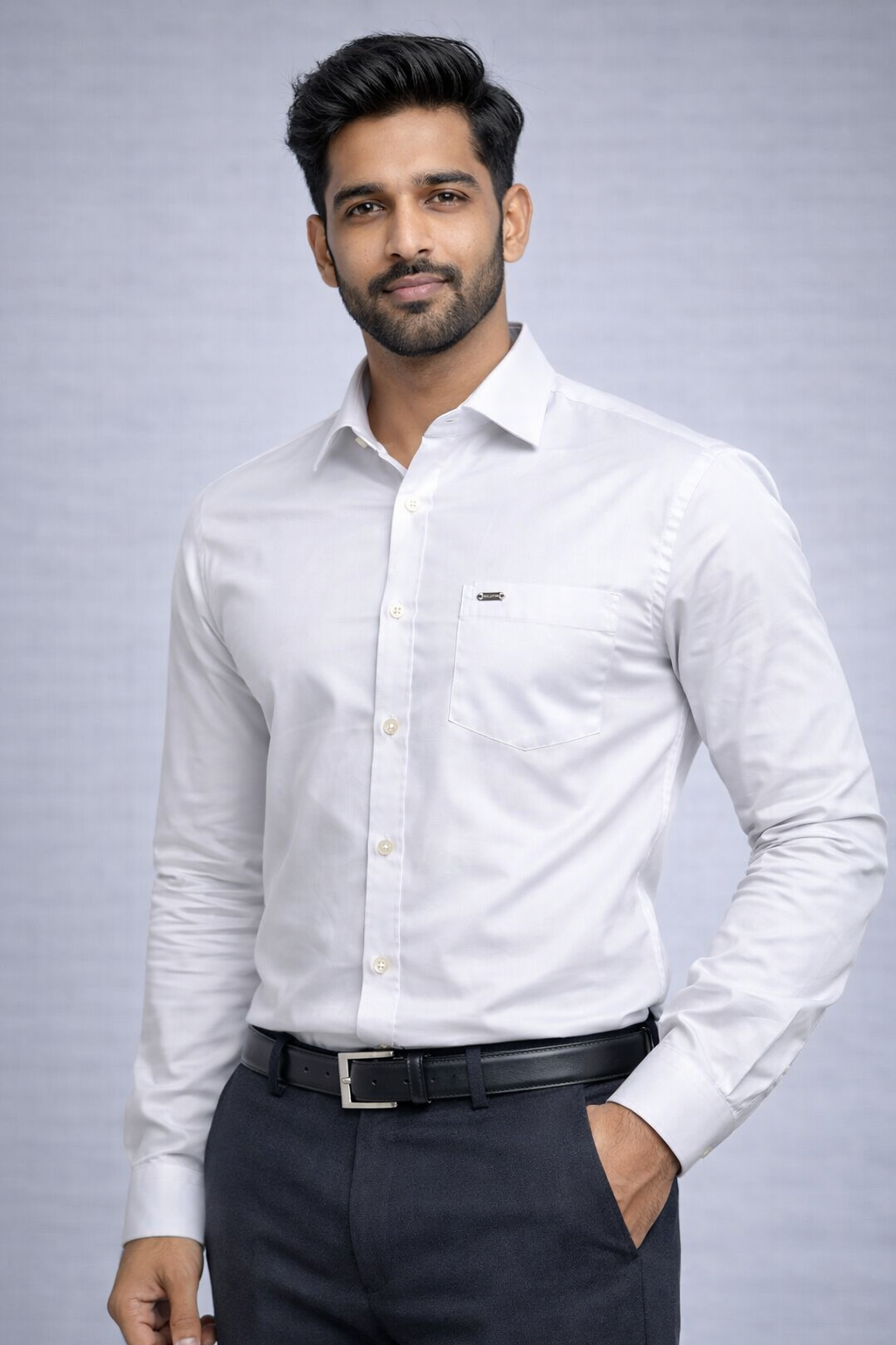 M Size| Men Plain Shirt Full Sleve| white