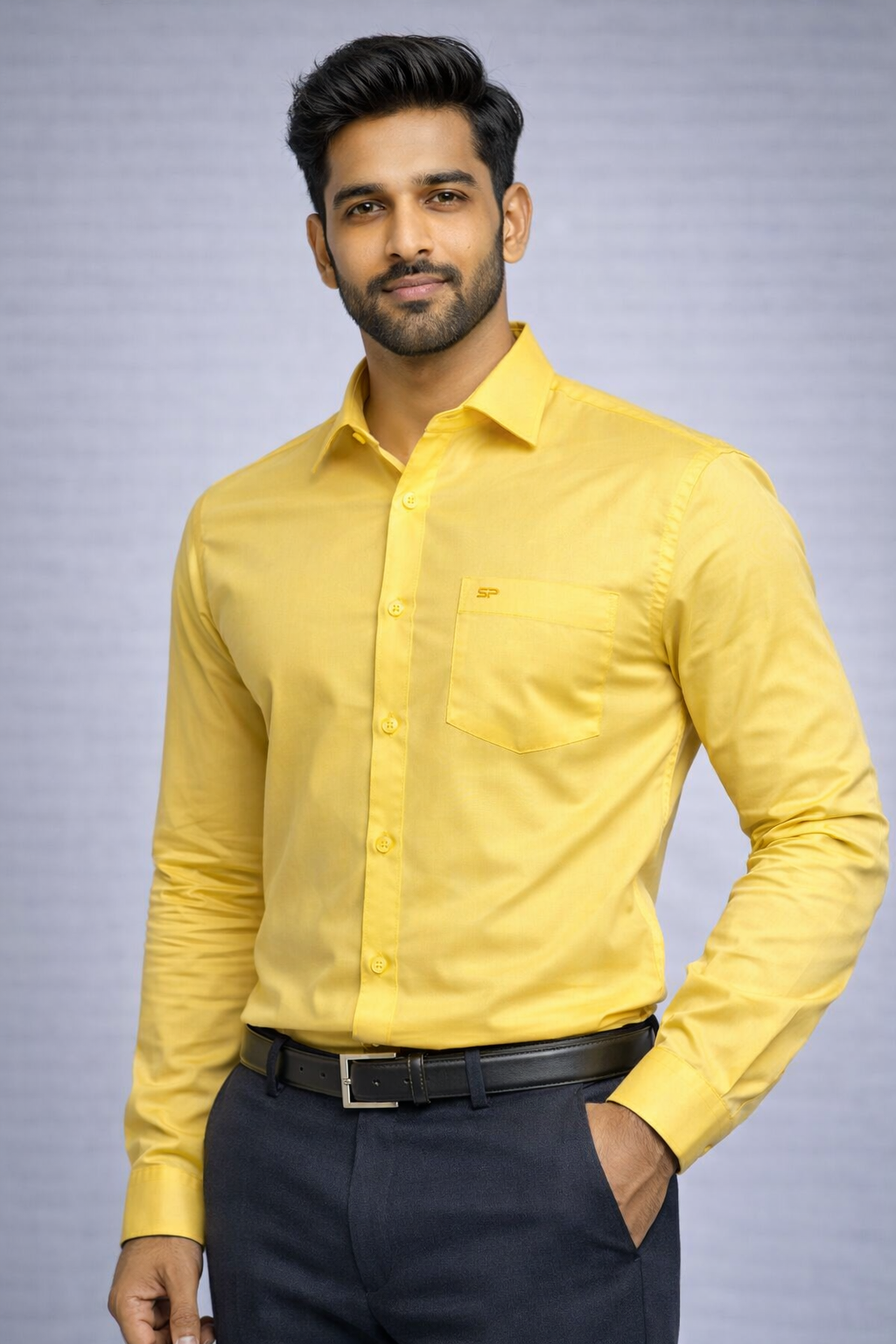 L Size| Men Plain Shirt Full Sleve| Yellow