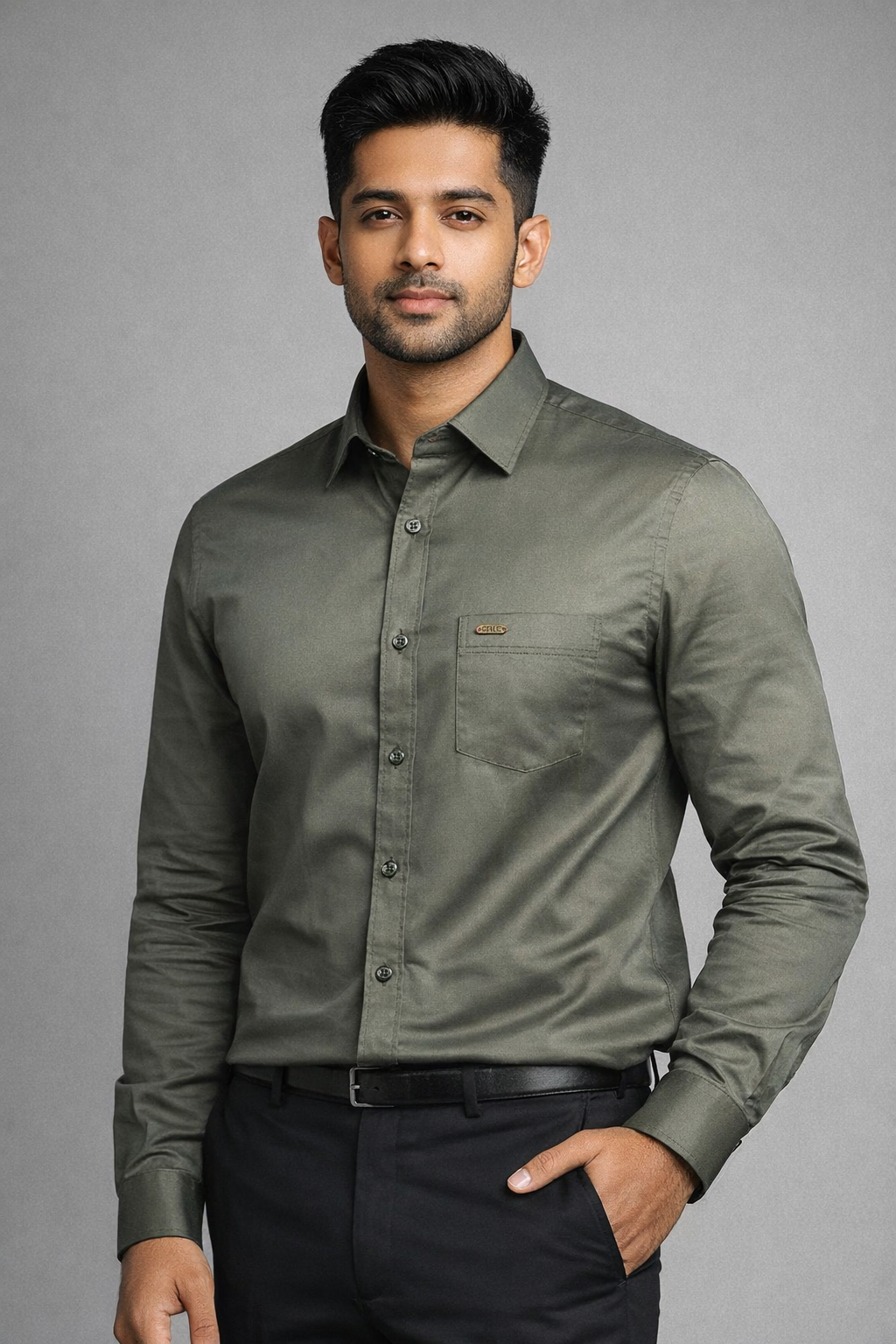 XL Size| Men Plain Shirt Full Sleve| Olive Green