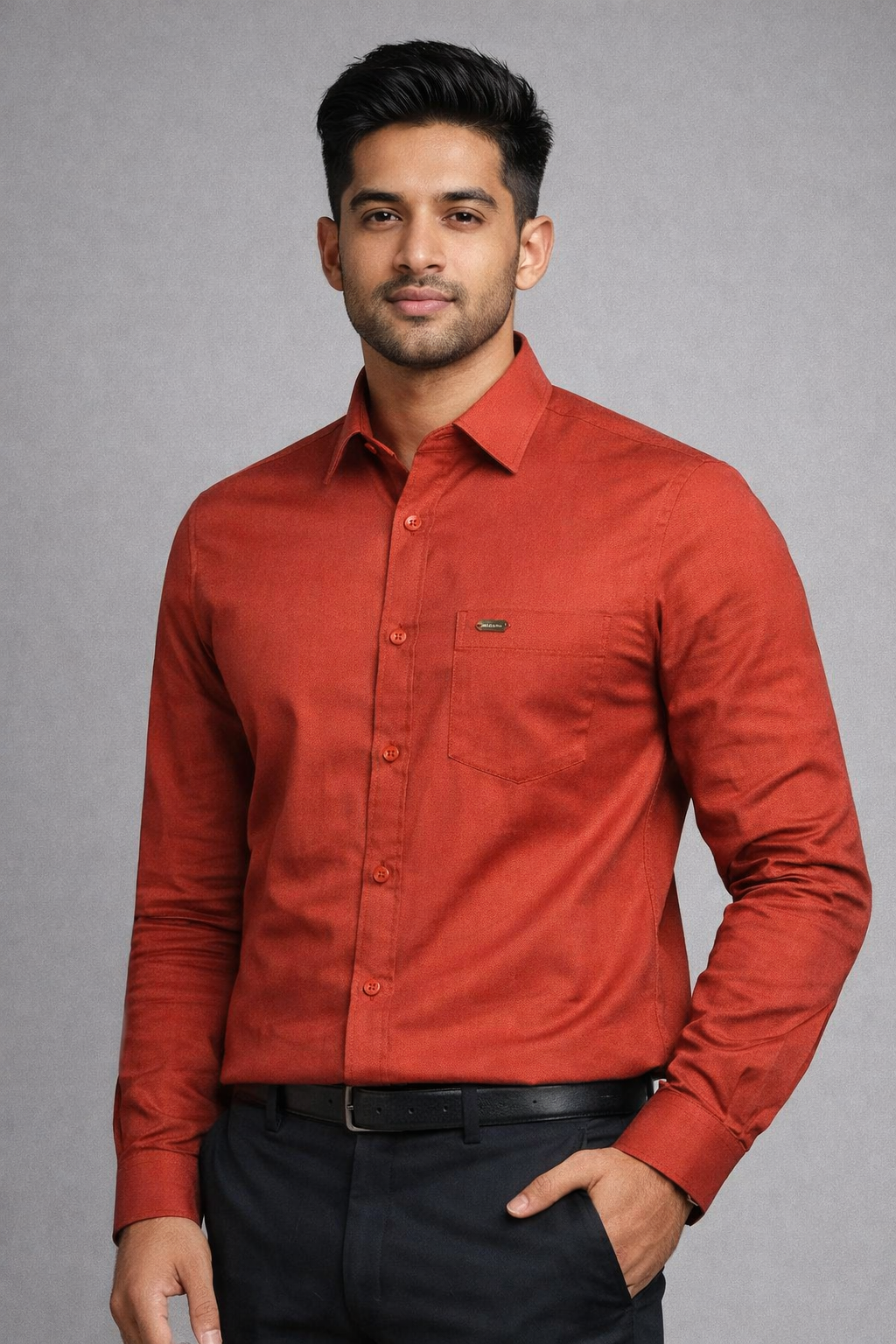 XL Size| Men Plain Shirt Full Sleve| Rust