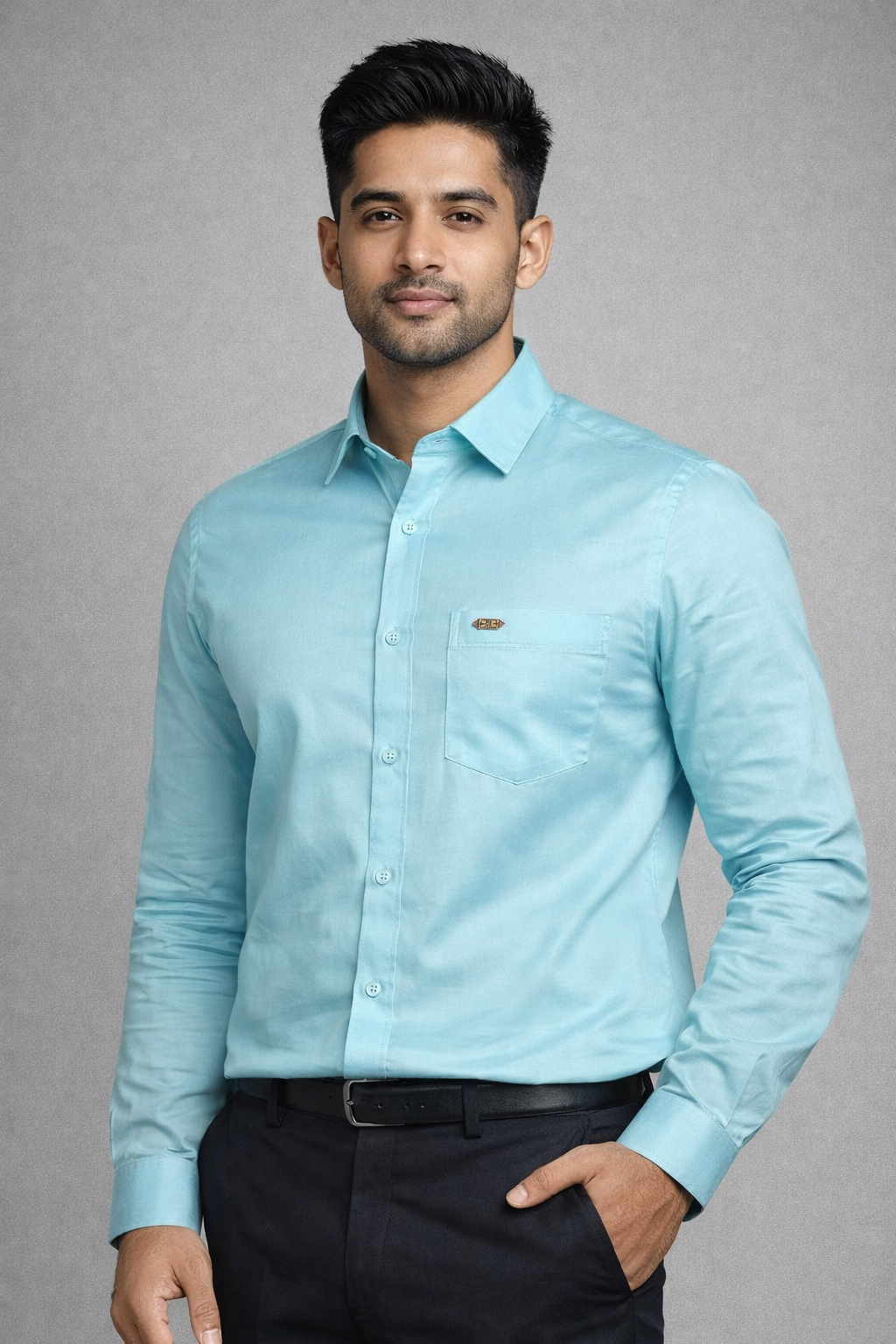 XL Size| Men Plain Shirt Full Sleve|Sky Blue