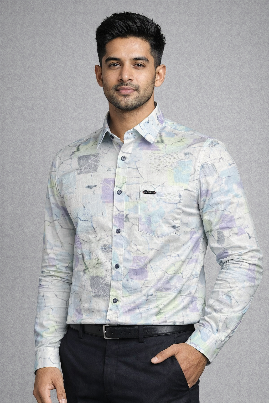 XL Size| Men Printed Shirt Full Sleve| White