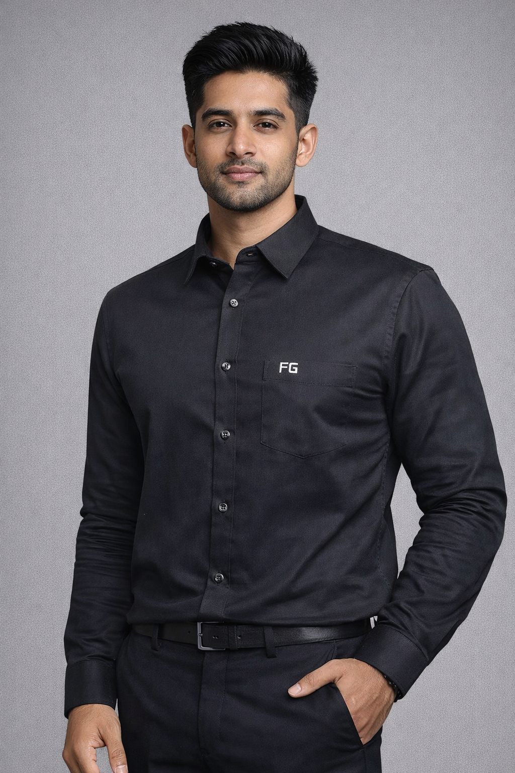 XL Size| Men Plain Shirt Full Sleve| Black