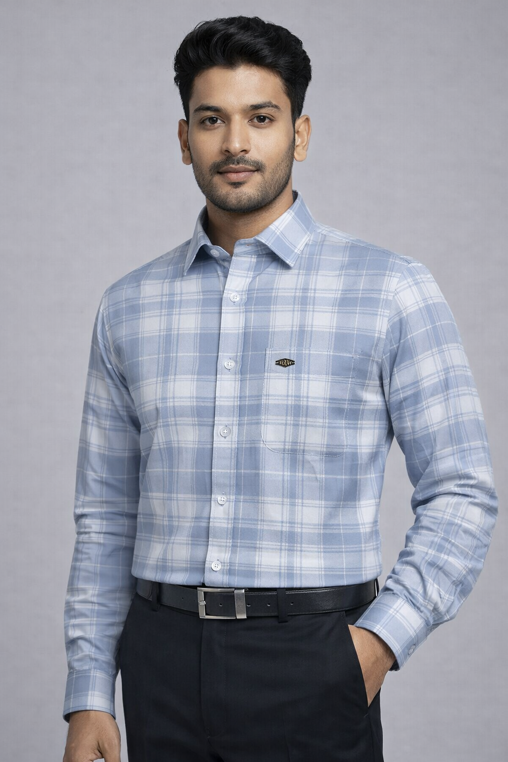 XXL Size| Men Check Shirt Full | Blue