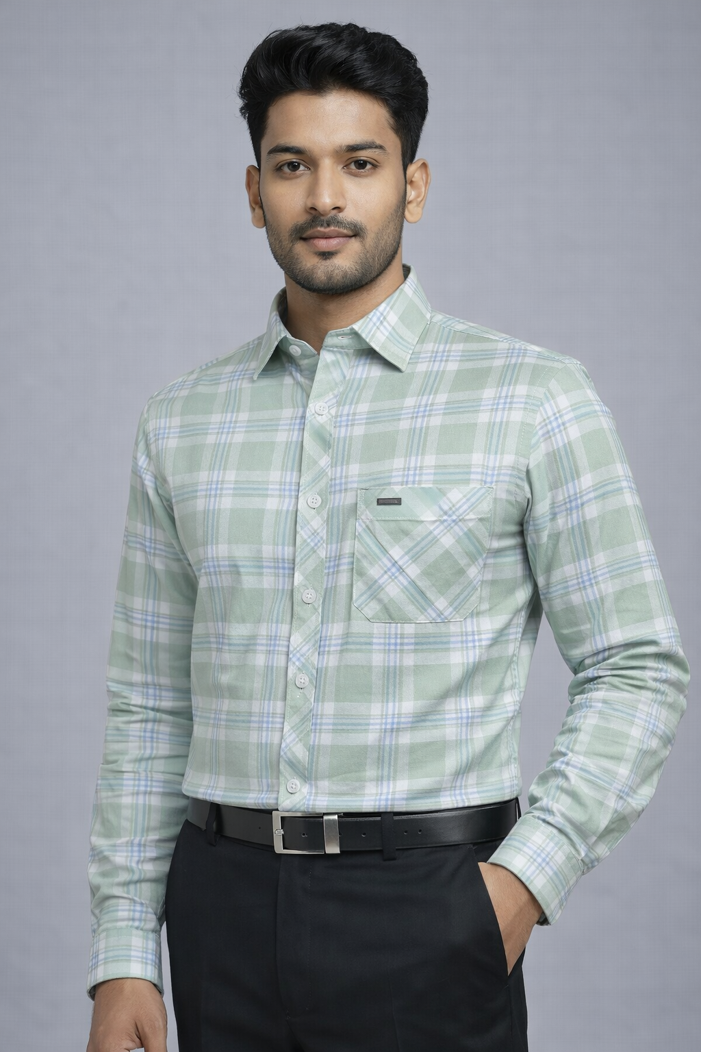 XXL Size| Men Check Shirt Full Sleve| Green