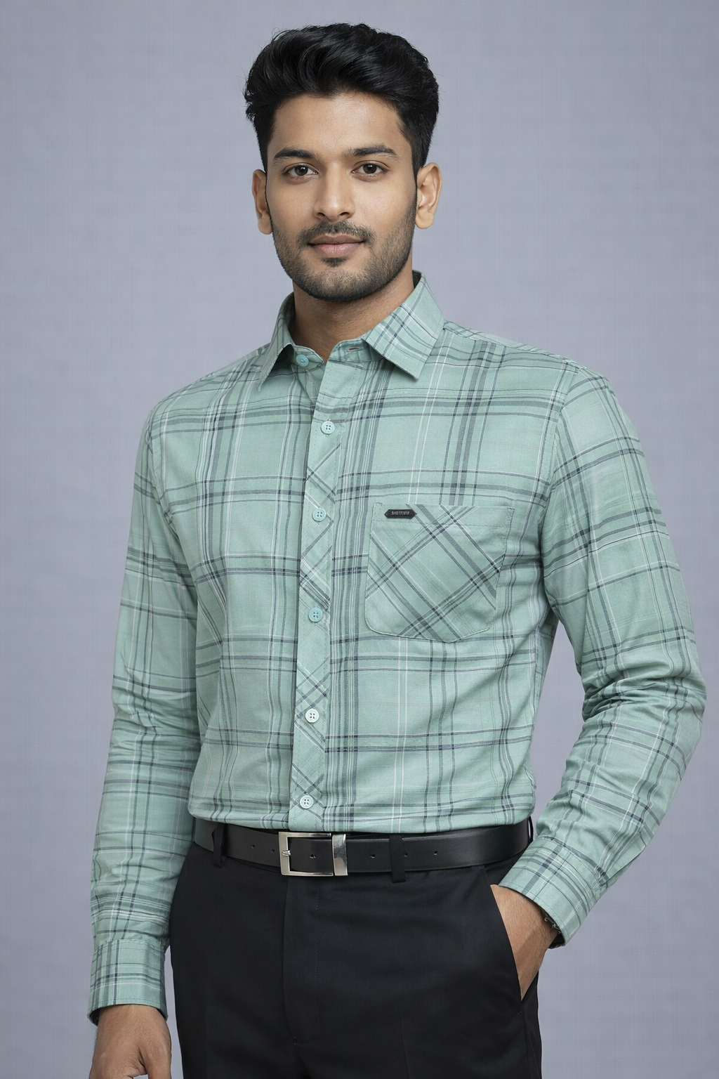 XXL Size| Men Check Shirt Full Sleve| Green