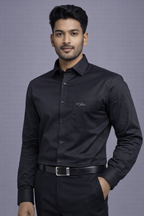 XXL Size| Men Plain Shirt Full Sleve| Black