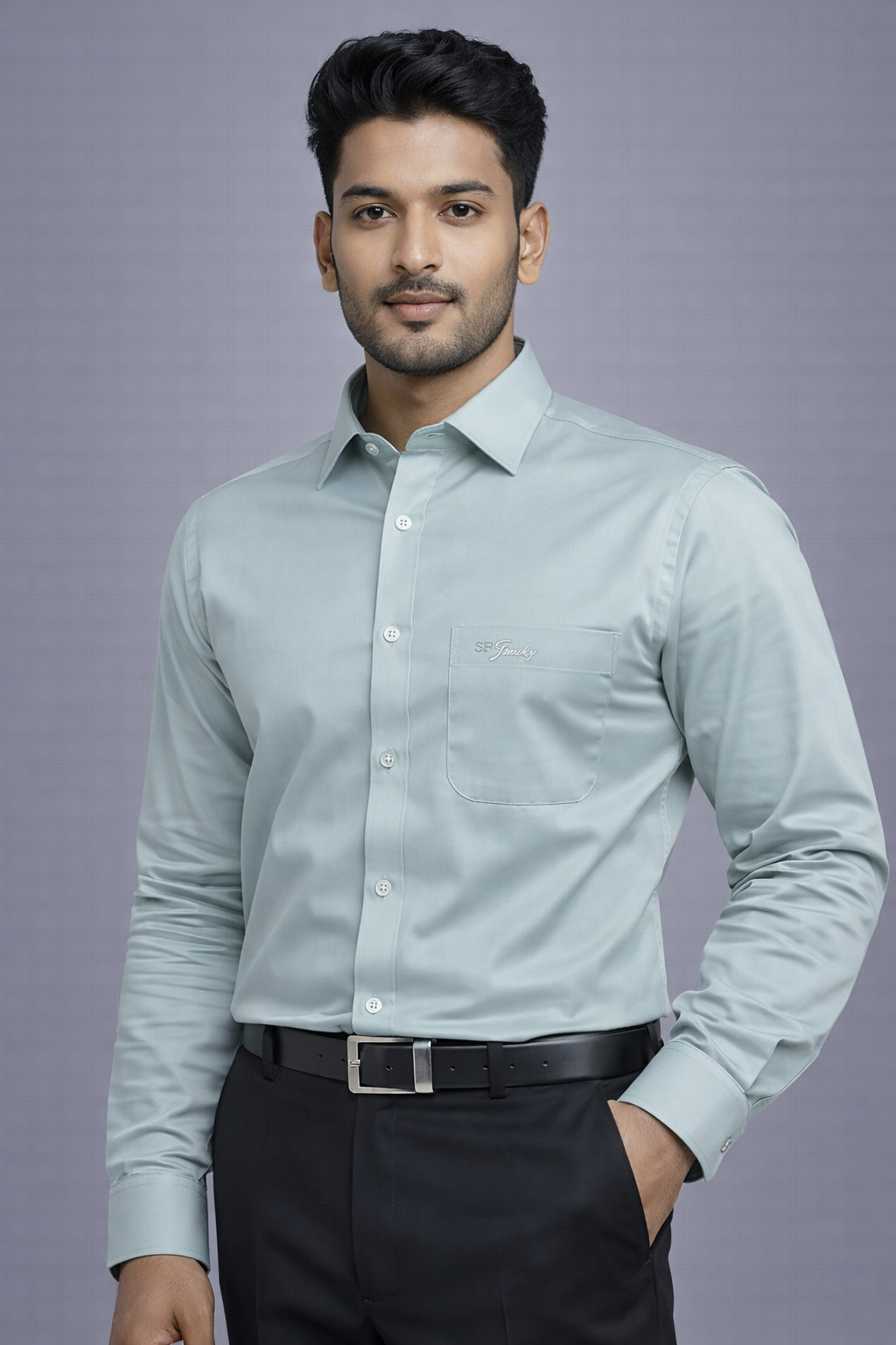 XXL Size| Men Plain Shirt Full Sleve| Teal Blue