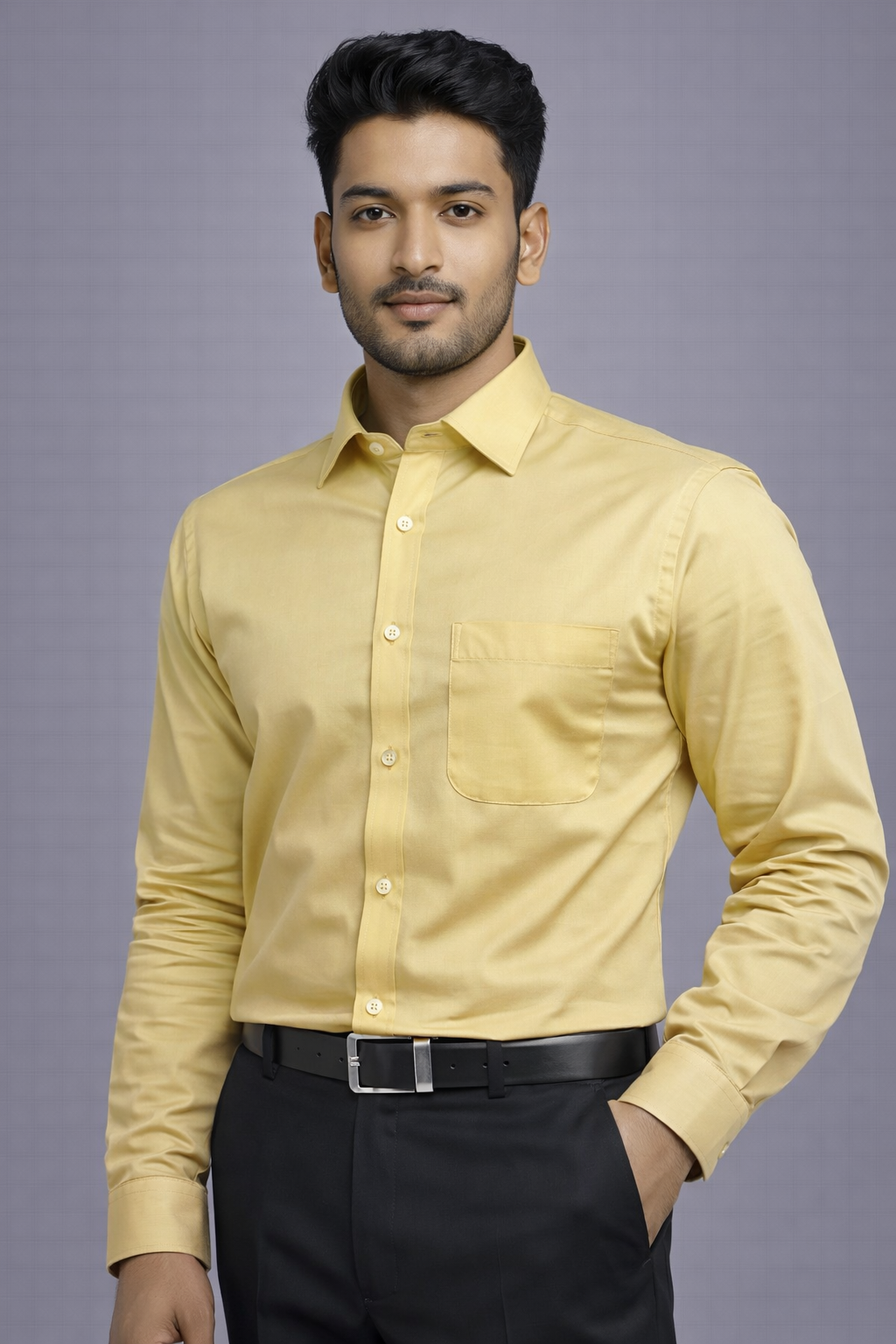 XXL Size| Men Plain Shirt Full Sleve| Yellow