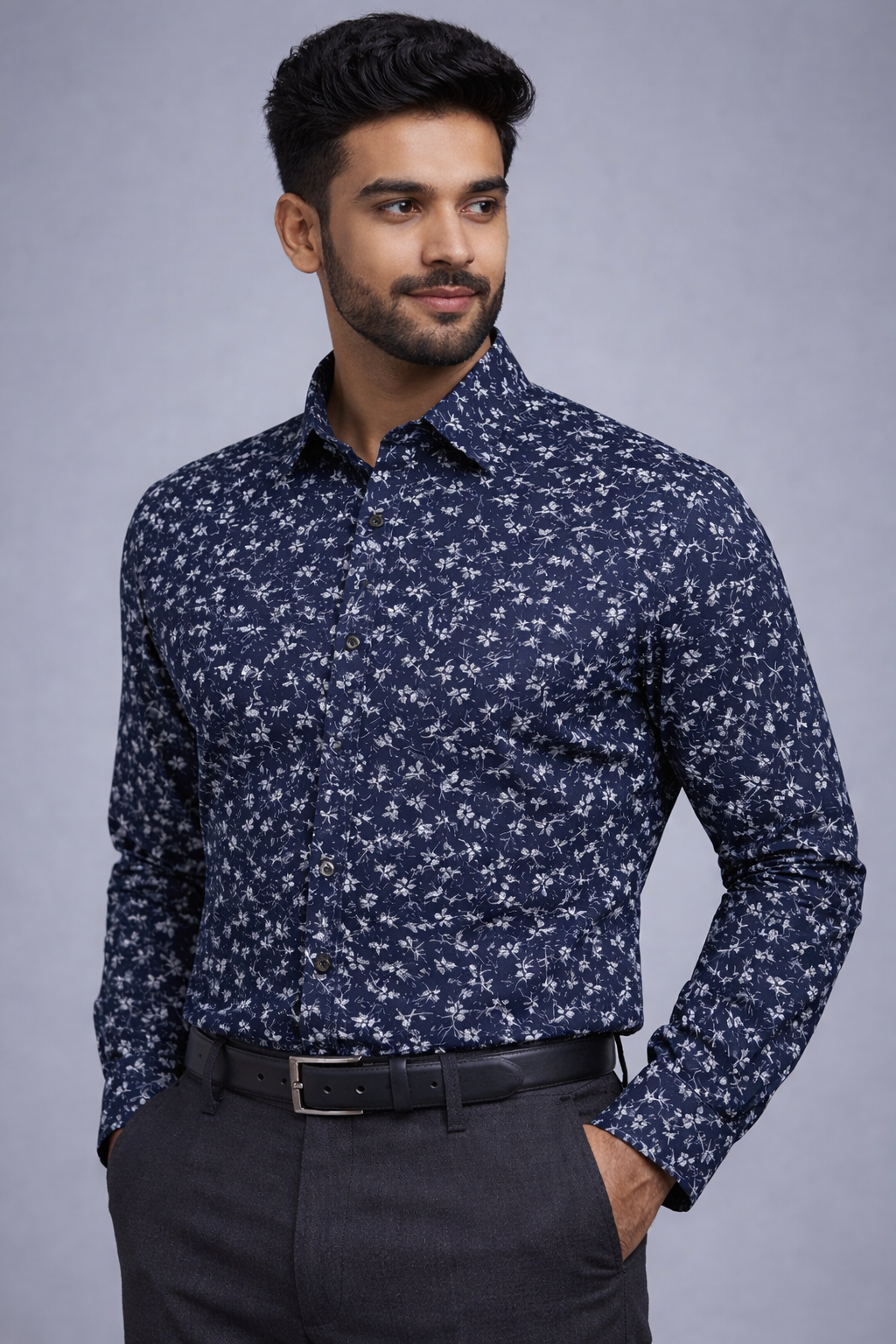 XXL Size| Men Printed Shirt Full Sleve| Blue